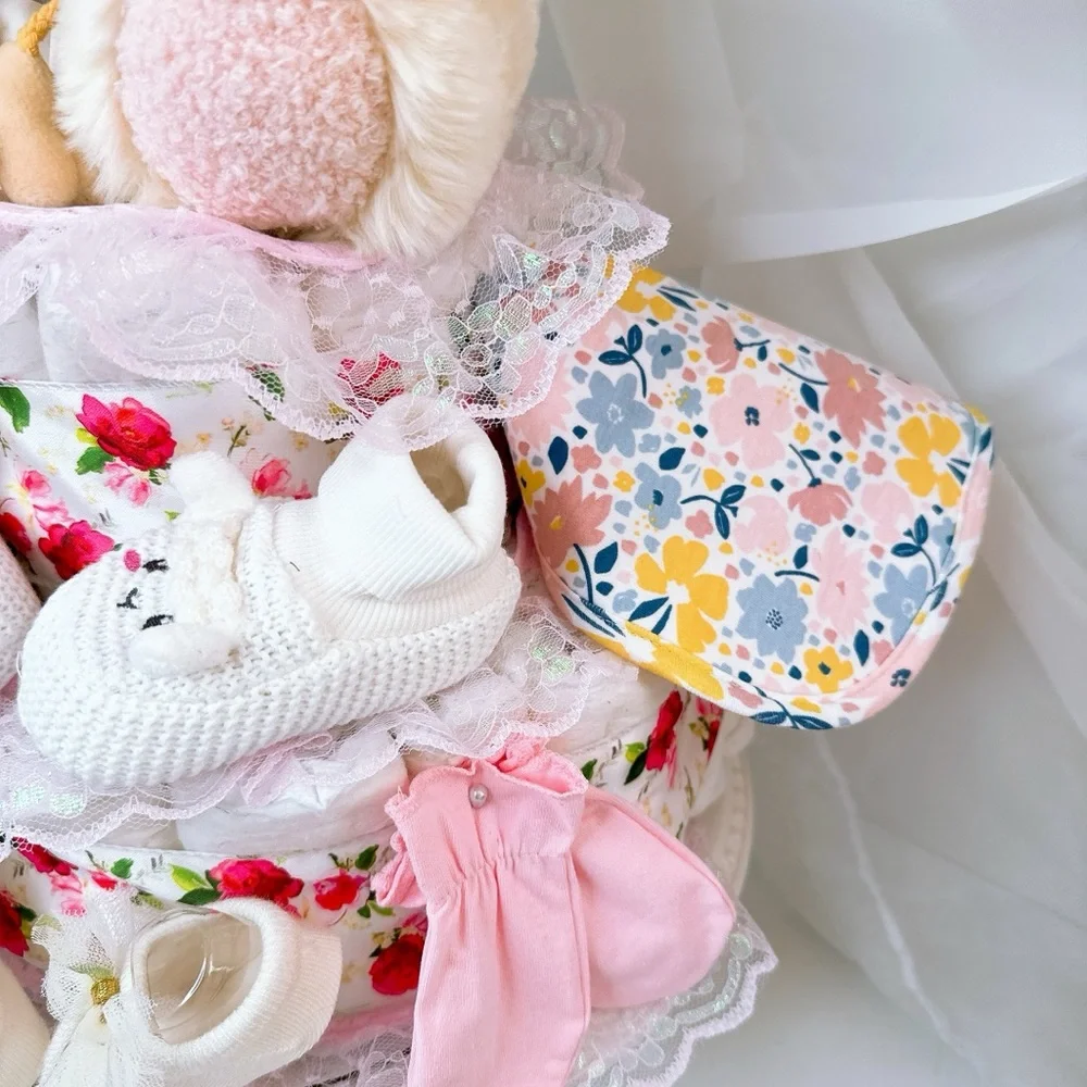 Lamb Diaper Cake, Baby Girl Shower Gift